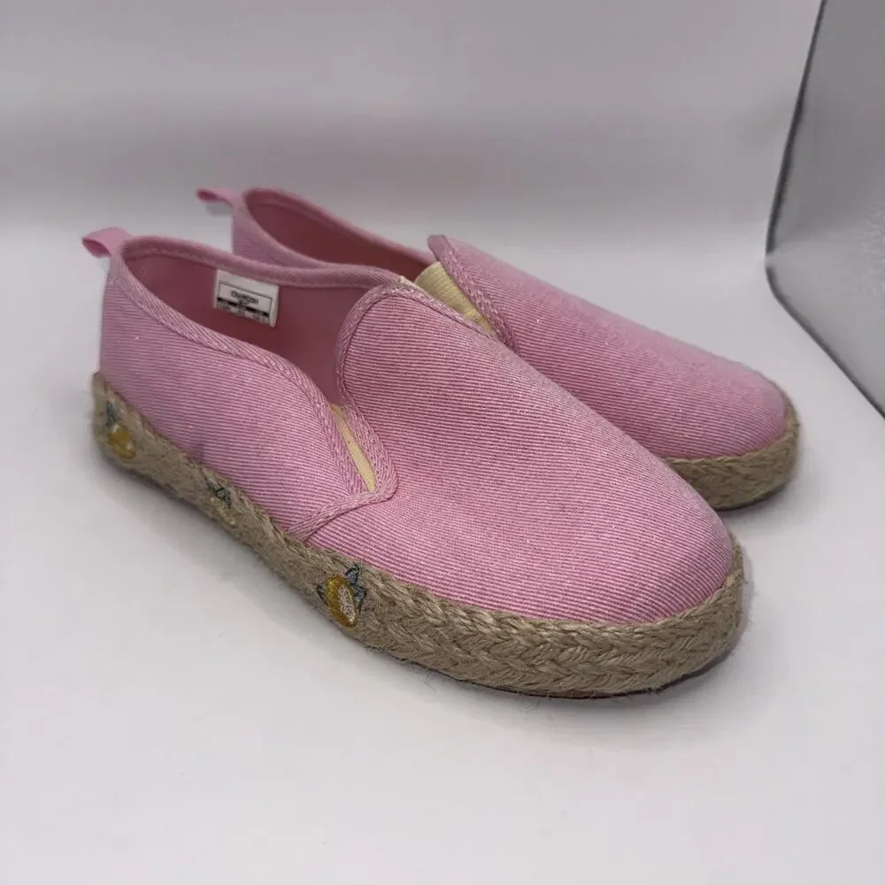 Size 12M - Girls Oshkosh Slip-On Pink Shoes with Lemons